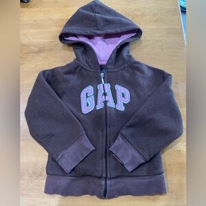GAP Kids Chocolate Brown Hoodie with Pink Accents